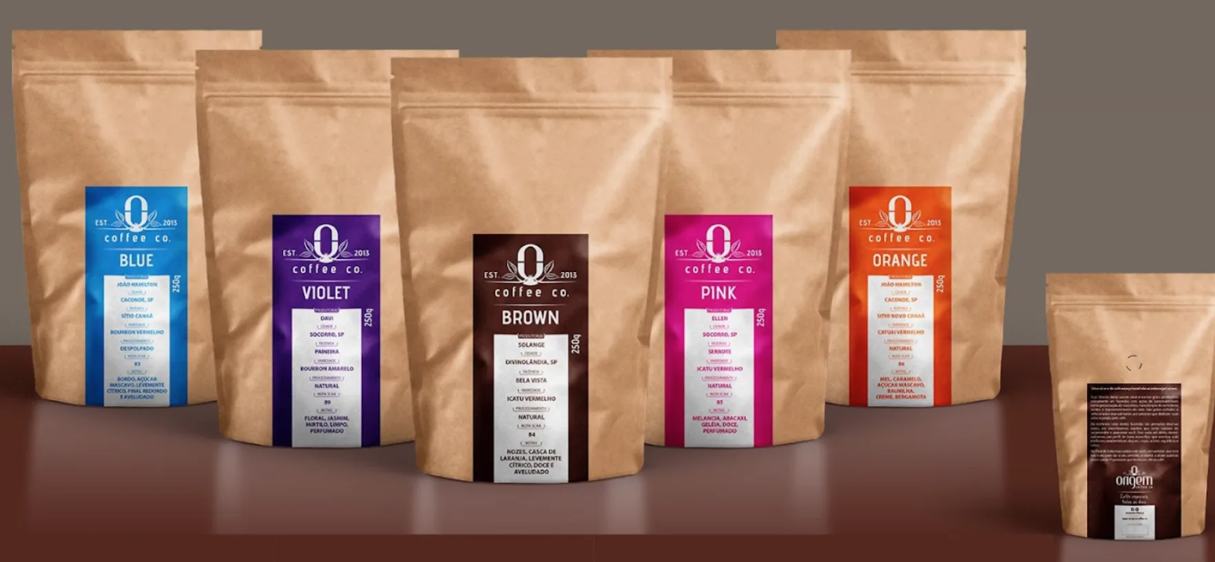 Peça do case Origem Coffee Co.: Design de marca